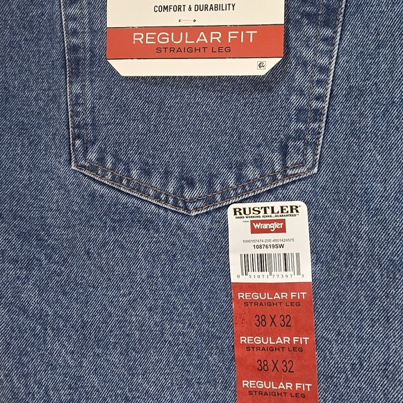 Rustler By Wrangler Regular Fit Jeans Mens Size 38x32 - Picture 3 of 5